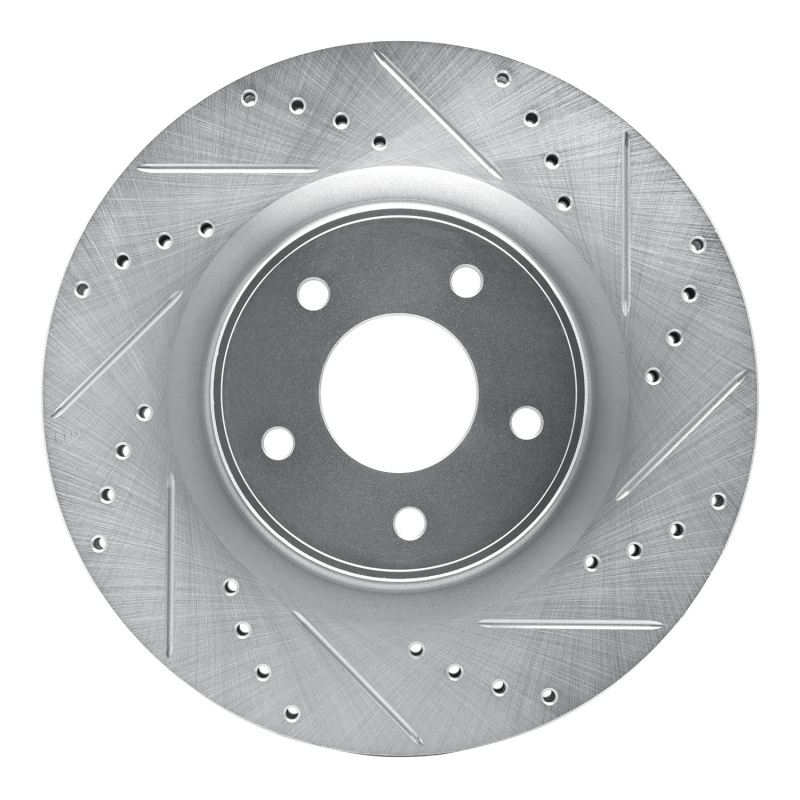 Infiniti JX35 Brake Rotor (1) - Front Right - R1 Concepts - Drilled & Slotted - Silver - `13-`25